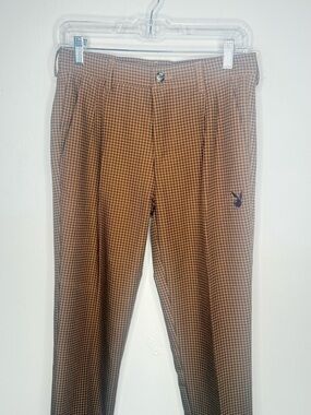 PLAYBOY Brown Houndstooth Men's Dress Pants